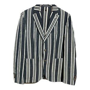 L.B.M. 1911 Pintripe Cotton Linen Blue Jacket Men MED US 40R IT 50R Ltd Edition